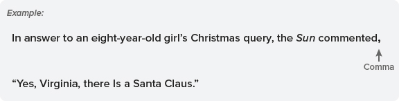 UWorld College Prep SAT and ACT Example:
In answer to an eight-year-old girl's Christmas query, the Sun commented, "Yes, Virginia, there Is a Santa Claus."	