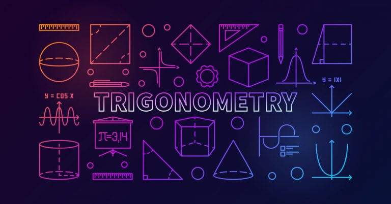 Vector illustration of “ Trigonometry” in colorful banner