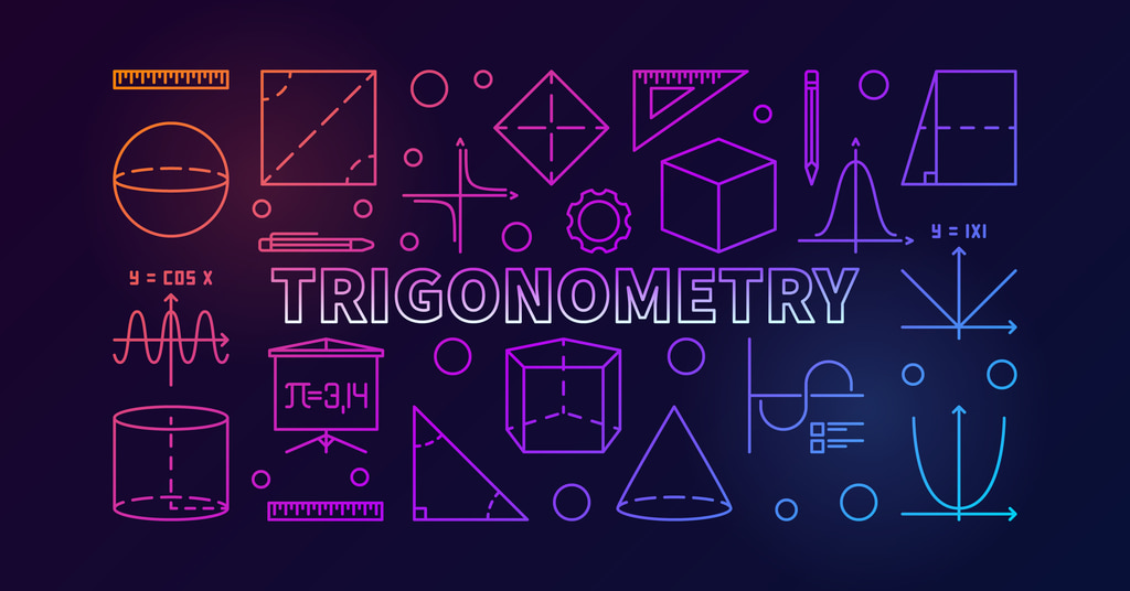 Vector illustration of “ Trigonometry” in colorful banner