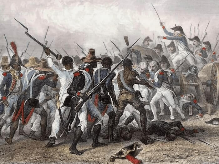 Painting of a battle during the Hatian revolution from UWorld's AP course