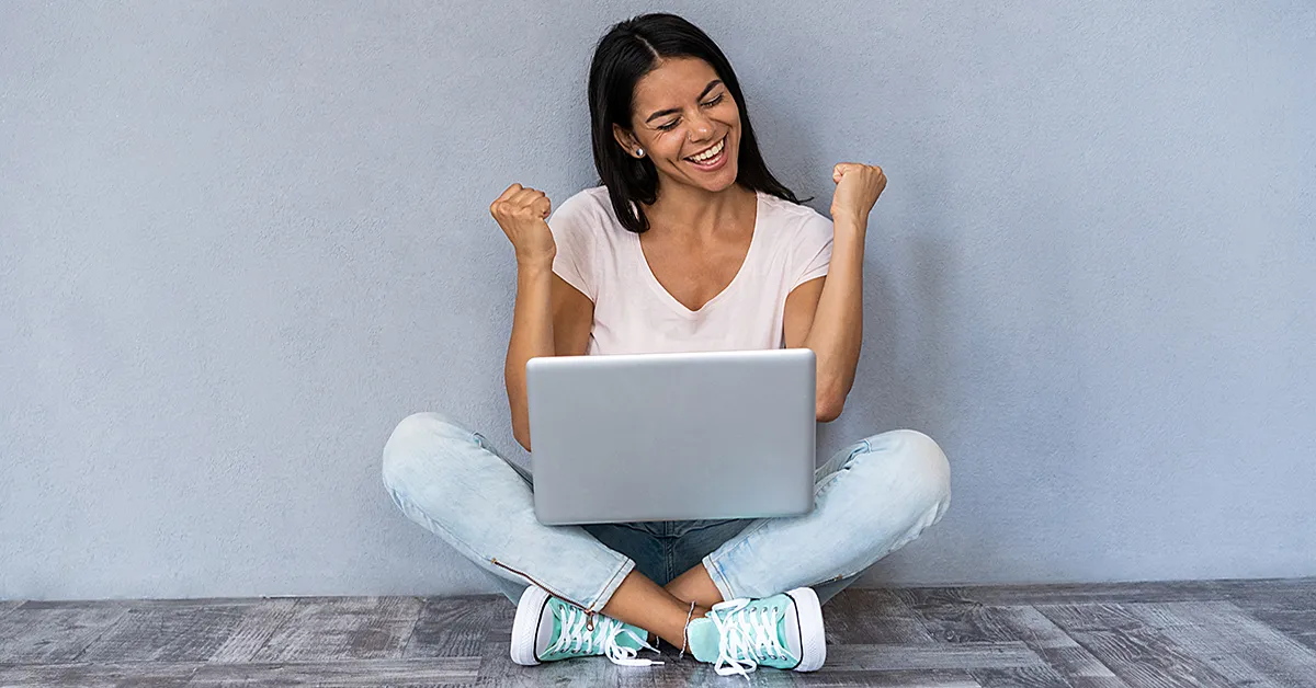 Student showing excitement after seeing their SAT scores on release day