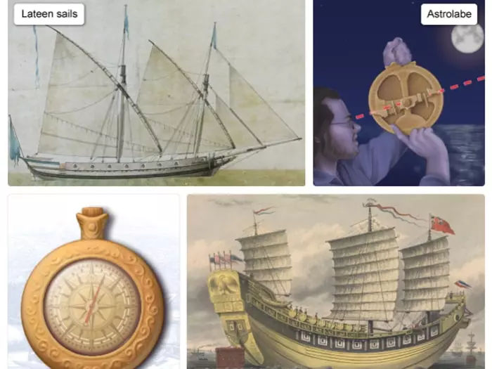 Images of Maritime technologies introduced by the 14th century