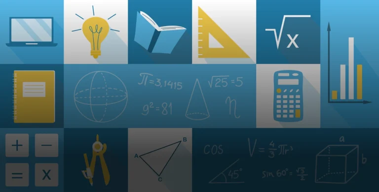 Image showing icons relevant to ACT Math, including a bar graph, square root symbol, and other math-related symbols