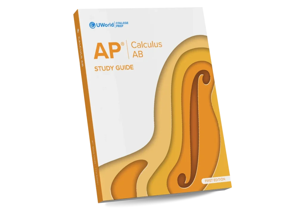 Cover of the AP Calculus AB study guide by UWorld, available in digital and print formats.