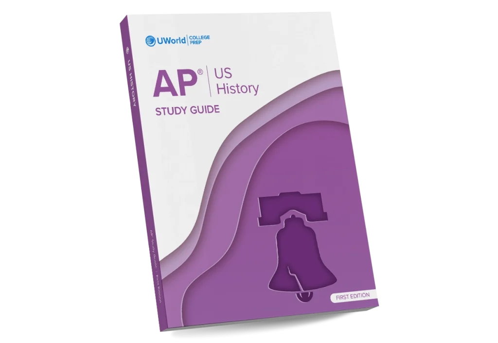 Cover of the AP U.S. History study guide by UWorld, available in digital and print formats.