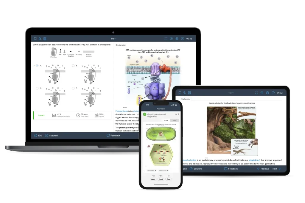 Bio Practice Question Bank shown on multiple devices