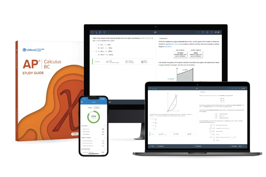 AP Calculus BC product suite shown on a desktop, laptop, and mobile phone