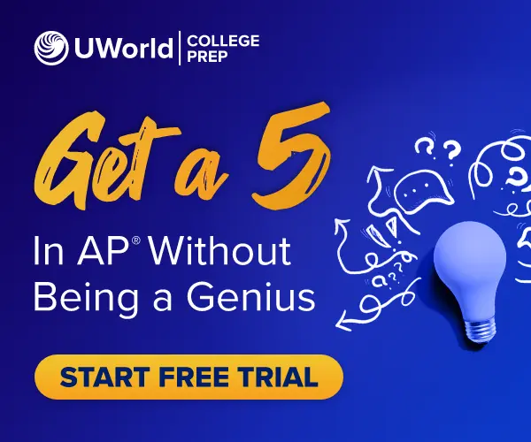 Start your free trial today to get a 5 in AP exam with our UWorld’s AP question bank.