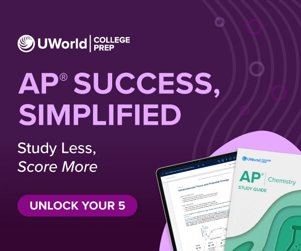 Visual of digital & print AP Chem study guides showing streamlined study materials designed for fast success.