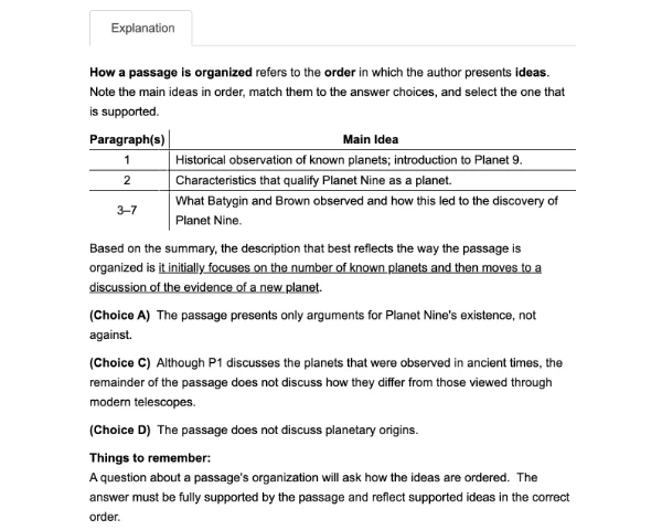 Explanation of an ACT Reading section question in UWorld