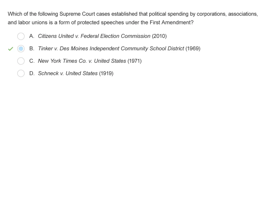 AP U.S. Government Example Question 2