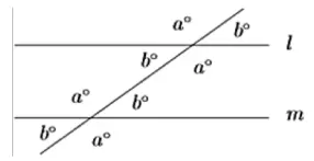 Diagram of angles formed by a transversal intersecting parallel lines