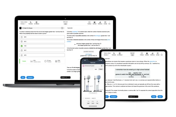 ACT Practice Question Bank shown on multiple devices