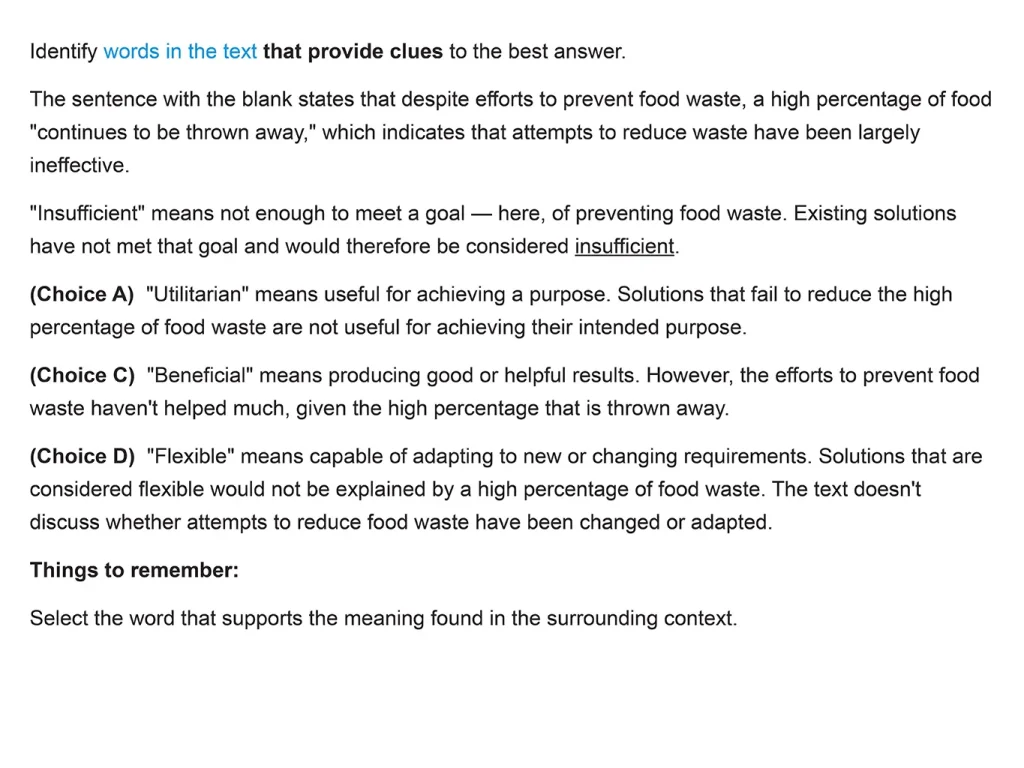 SAT question bank answer explanation – words in context practice