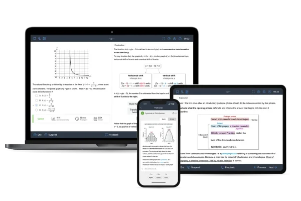 SAT® Practice Question Bank shown on multiple devices