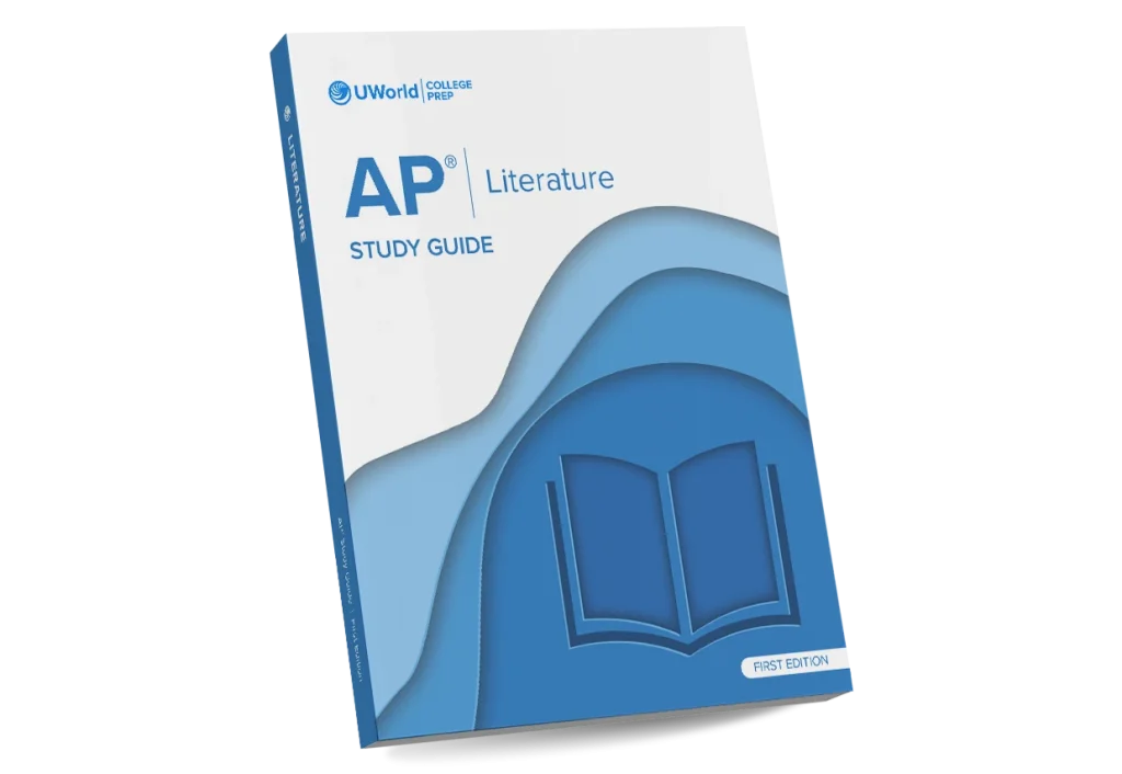 Cover of the AP English Literature study guide by UWorld, available in digital and print formats.