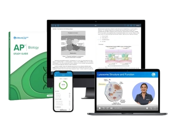 Visual of AP Bio prep course product suite showing streamlined study materials designed for fast success.