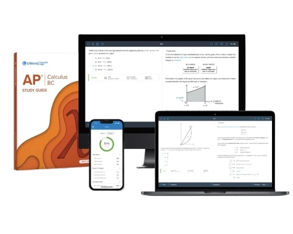 Visual of AP Cal BC prep course product suite showing streamlined study materials designed for fast success.
