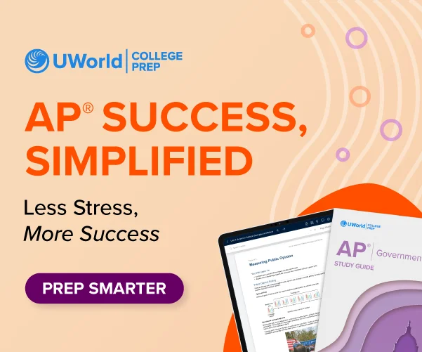 Visual of digital & print AP Gov study guides showing streamlined study materials designed for fast success.