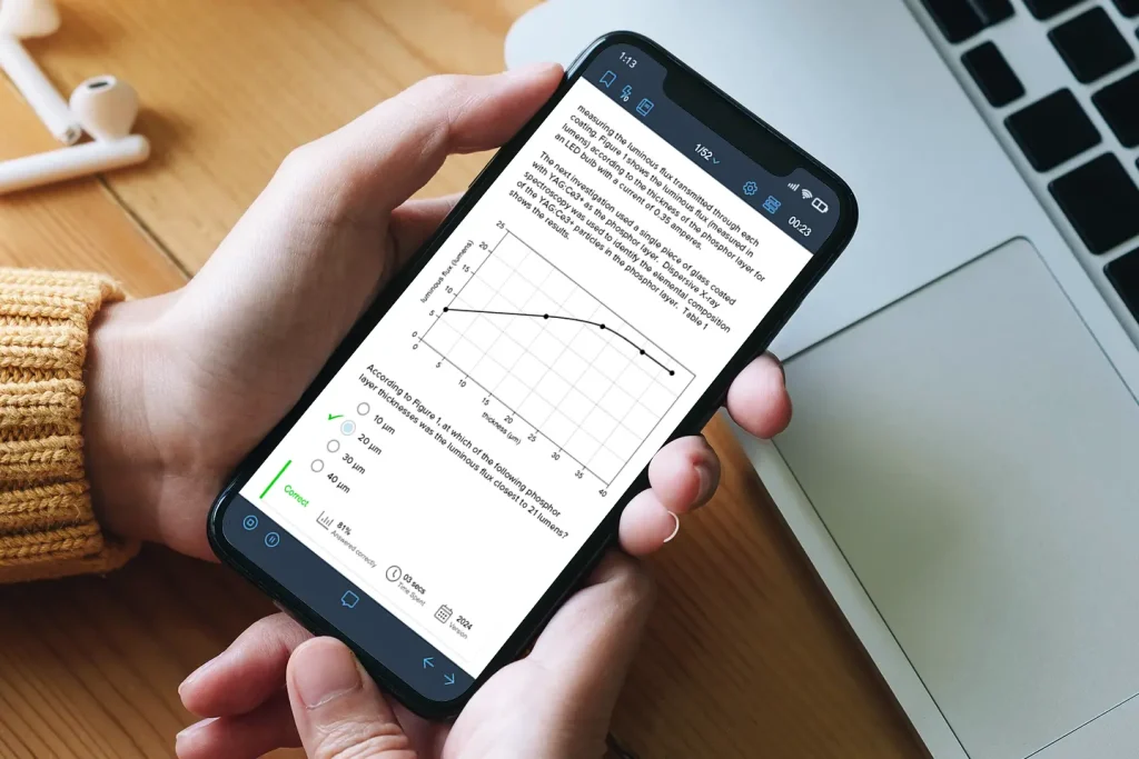 Student practicing with SAT prep app