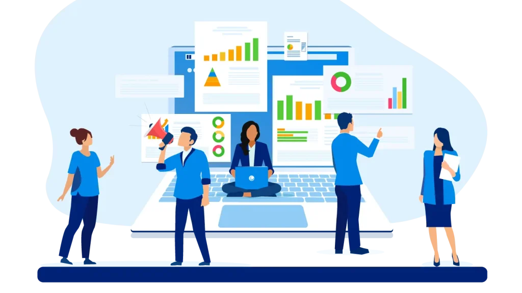 Visual analytics dashboard illustrating business growth with key progress indicators.