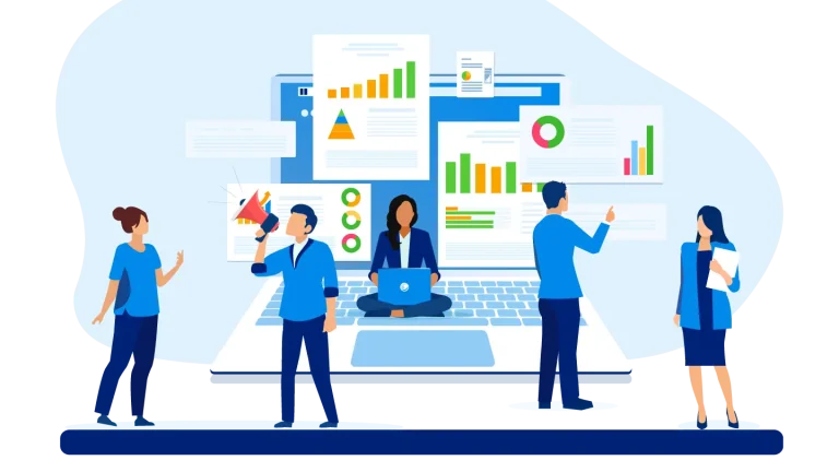 Visual analytics dashboard illustrating business growth with key progress indicators.