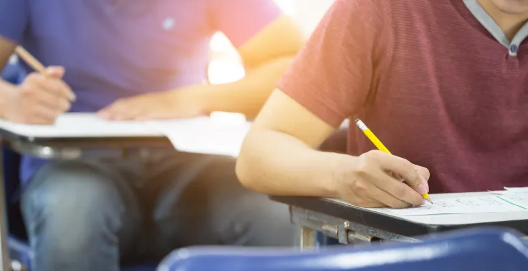 Student taking the ACT test after studying with UWorld