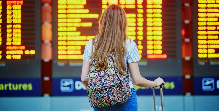 Student getting ready to travel