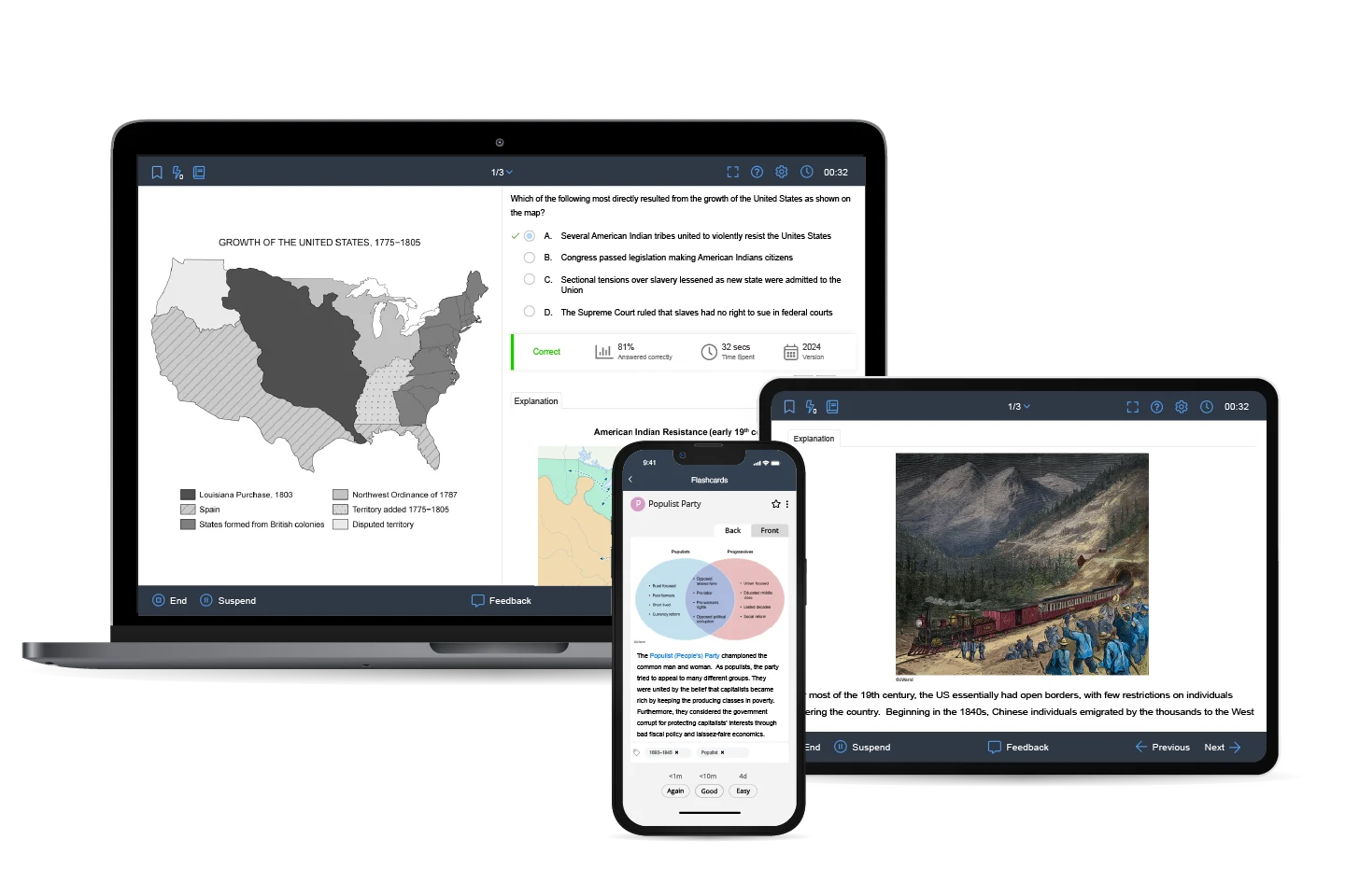 APUSH Practice Question Bank shown on multiple devices