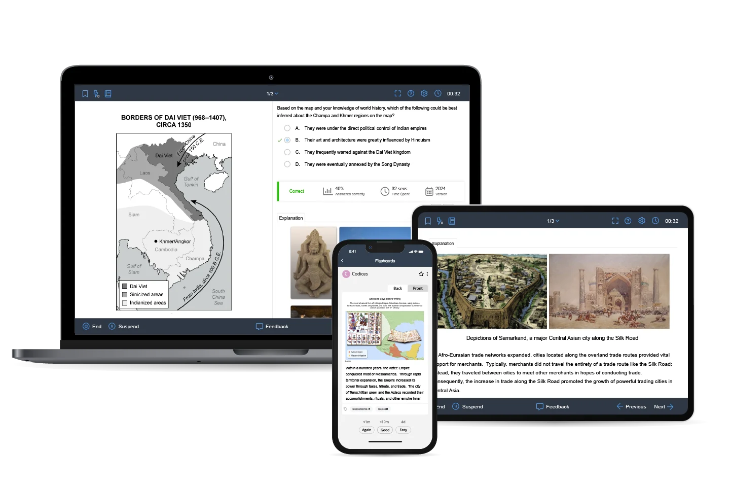 WHM Practice Question Bank shown on multiple devices