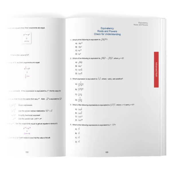 Preview of the SAT study guide by UWorld, showing check for understanding questions.