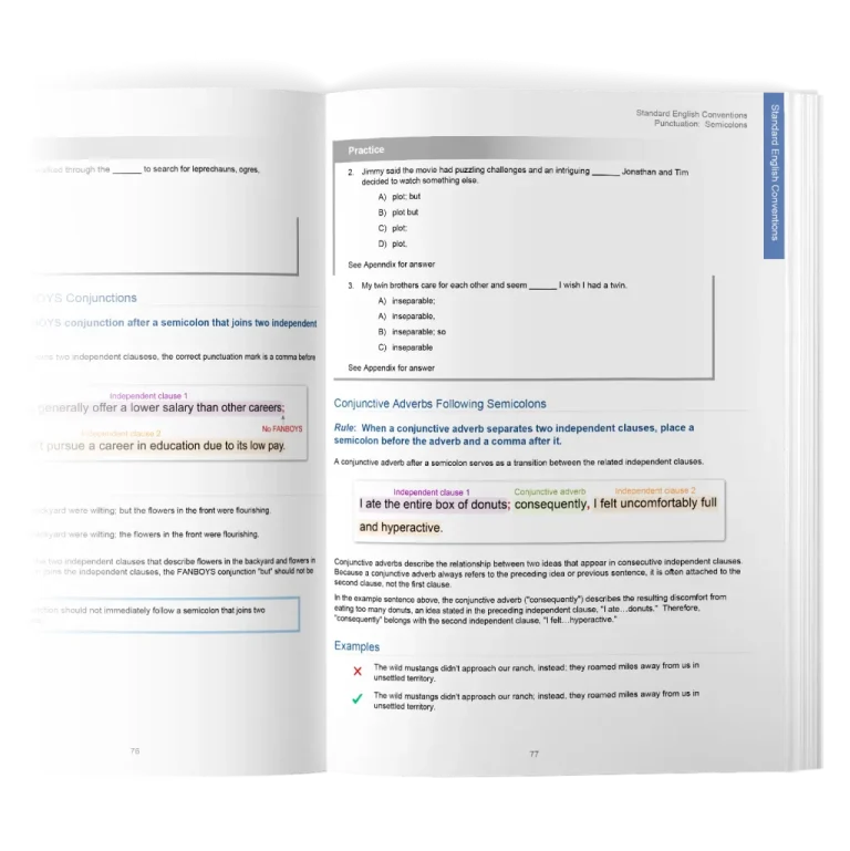 Preview of the SAT study guide by UWorld, showing realistic practice questions.