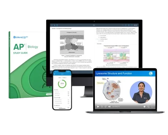 Visual of AP Bio prep course product suite showing streamlined study materials designed for fast success.
